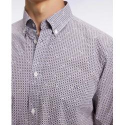 Chemise à micromotifs en coton marron coupe droite