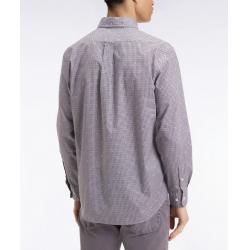 Chemise à micromotifs en coton marron coupe droite