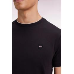 T-shirt à manches courtes en coton stretch noir coupe ajustée