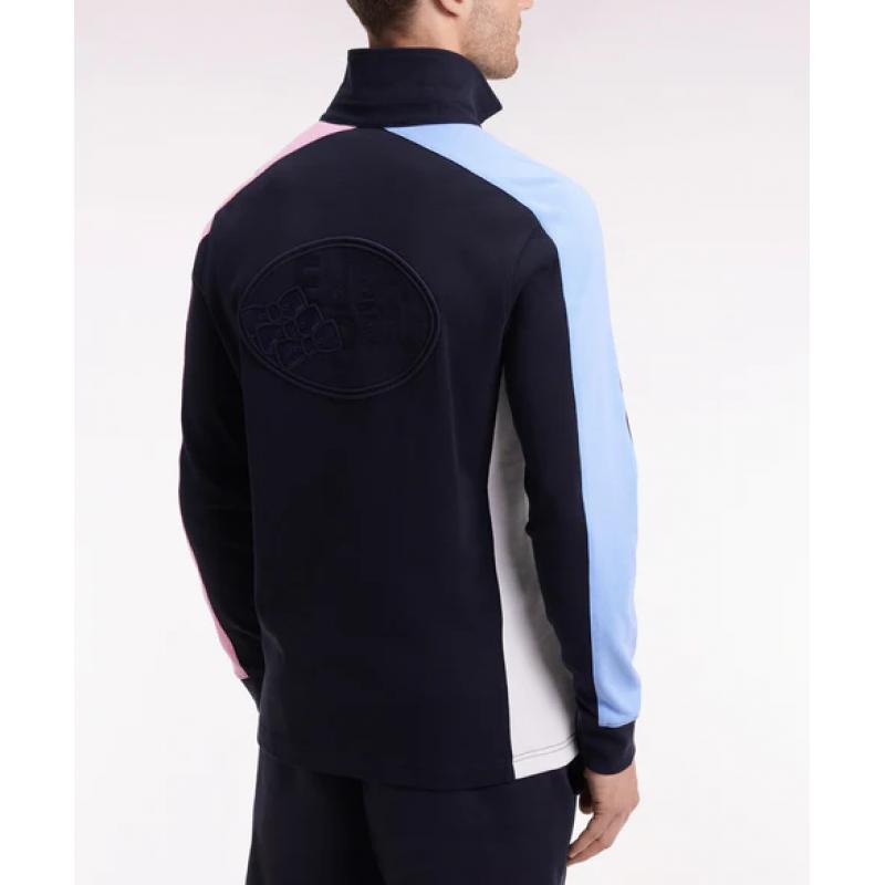 Maillot à manches longues en jersey coton épais manches contrastées coupe droite