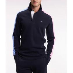 Maillot à manches longues en jersey coton épais manches contrastées coupe droite