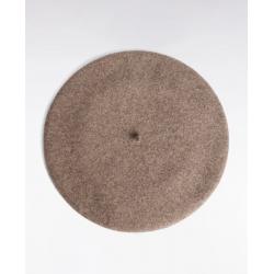 Béret uni en laine vierge beige