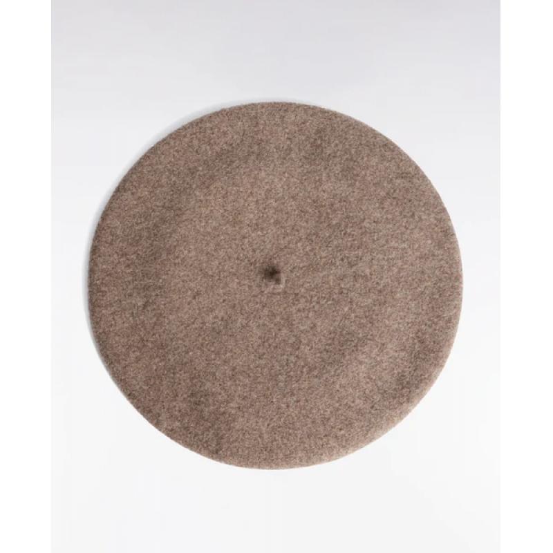 Béret uni en laine vierge beige