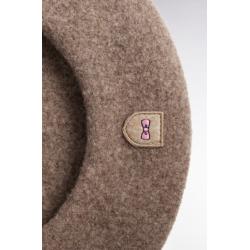Béret uni en laine vierge beige