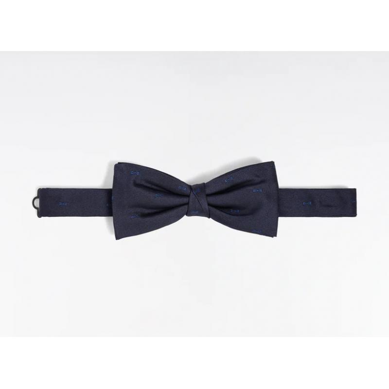 Noeud papillon en soie marine à micro-motifs noeuds papillon bleus