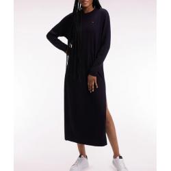 Robe en laine mérinos marine à col rond
