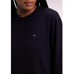 Robe en laine mérinos marine à col rond