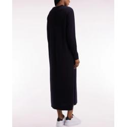 Robe en laine mérinos marine à col rond