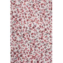 Chemise en popeline de coton à micro-motifs fleurs rouge coupe droite