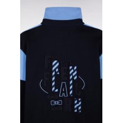 Maillot à manches longues en jersey bicolore marine et ciel coupe droite