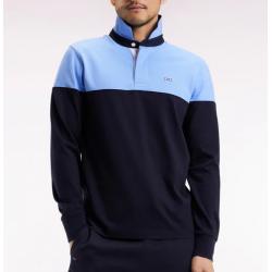 Maillot à manches longues en jersey bicolore marine et ciel coupe droite