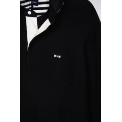 Pull col maillot en coton noir à effet de rayure