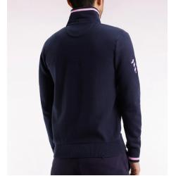 Pull col maillot en coton marine broderie 10