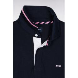 Pull col maillot en coton marine broderie 10