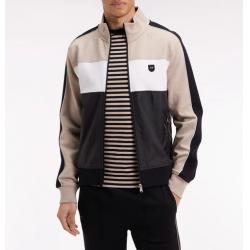 Sweat zippé bimatière en nylon matelassé beige