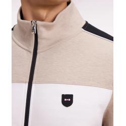 Sweat zippé bimatière en nylon matelassé beige