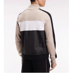 Sweat zippé bimatière en nylon matelassé beige