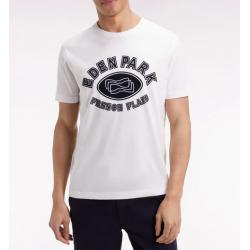 T-shirt à manches courtes en coton blanc impression effet velours