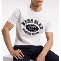 T-shirt à manches courtes en coton blanc impression effet velours