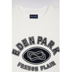 T-shirt à manches courtes en coton blanc impression effet velours