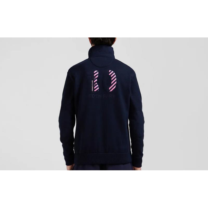 EDEN PARK - Pull col maillot en coton bleu marine coupe Regular broderie 10