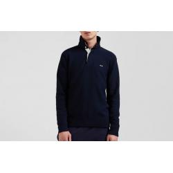 EDEN PARK - Pull col maillot en coton bleu marine coupe Regular broderie 10