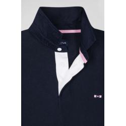 EDEN PARK - Pull col maillot en coton bleu marine coupe Regular broderie 10