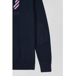 EDEN PARK - Pull col maillot en coton bleu marine coupe Regular broderie 10