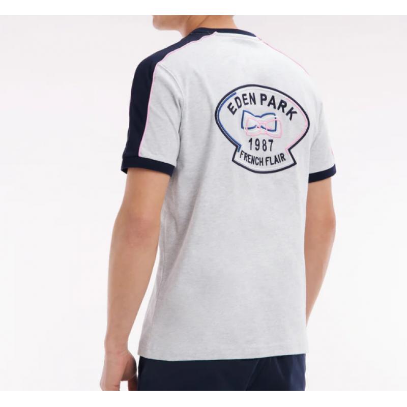 EDEN PARK - T-shirt en coton broderie dos et découpes coupe droite EDEN PARK - T-shirt en coton broderie dos et découpes coupe droite