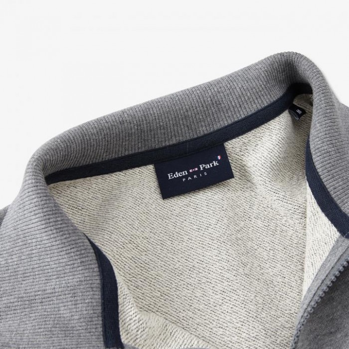 Sweatshirt zippé bleu marine en molleton de coton Sweatshirt zippé bleu marine en molleton de coton