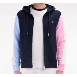 EDEN PARK - Sweatshirt zippé en molleton coton colorblock coupe droite