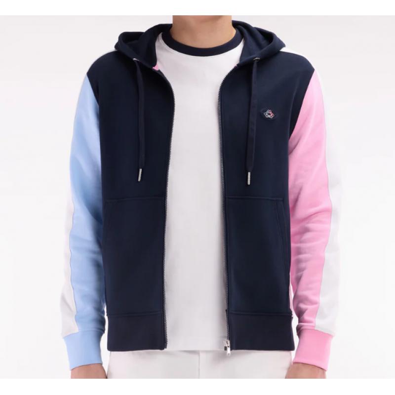 EDEN PARK - Sweatshirt zippé en molleton coton colorblock coupe droite EDEN PARK - Sweatshirt zippé en molleton coton colorblock coupe droite