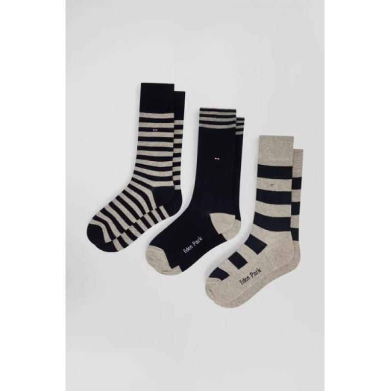 Lot de trois paires de chaussettes rayées