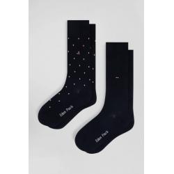 Lot de deux paires de chaussettes en coton stretch mélangé marine