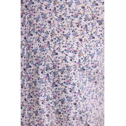 Chemise en coton beige à micro-motifs fleurs coupe droite