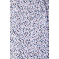 Chemise en coton beige à micro-motifs fleurs coupe droite