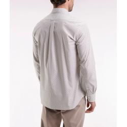 Chemise en coton blanc à micro-motifs nœuds papillon coupe droite