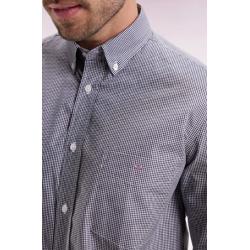 Chemise vichy en popeline de coton marine coupe droite