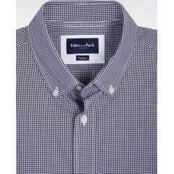 Chemise vichy en popeline de coton marine coupe droite