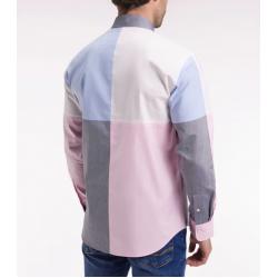 Chemise en coton à motif quatre couleurs coupe droite