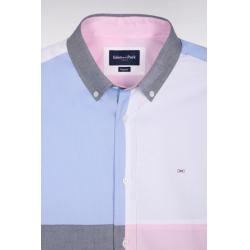 Chemise en coton à motif quatre couleurs coupe droite