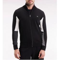 Cardigan en coton noir à intérieur de manches contrasté