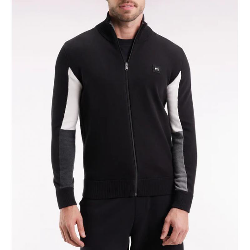 Cardigan en coton noir à intérieur de manches contrasté