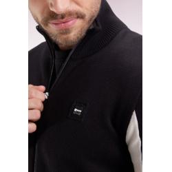 Cardigan en coton noir à intérieur de manches contrasté