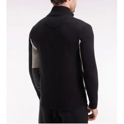 Cardigan en coton noir à intérieur de manches contrasté