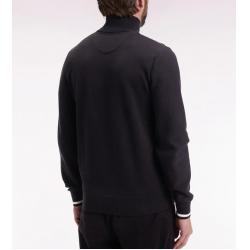 Cardigan zippé en coton noir broderie 10 noir coupe droite