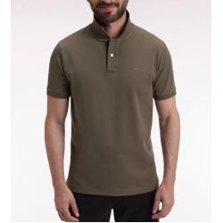 Polo manches courtes en coton Pima kaki coupe droite