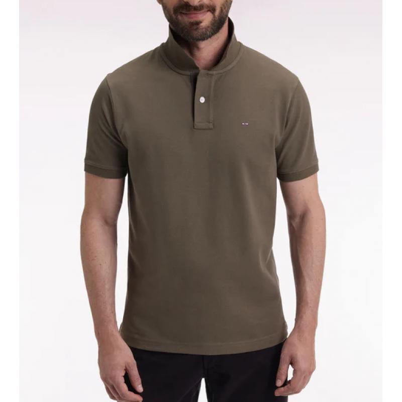 Polo manches courtes en coton Pima kaki coupe droite