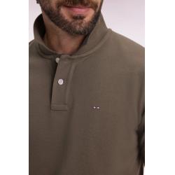 Polo manches courtes en coton Pima kaki coupe droite