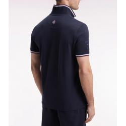 Polo manches courtes marine finitions tricolores coupe droite